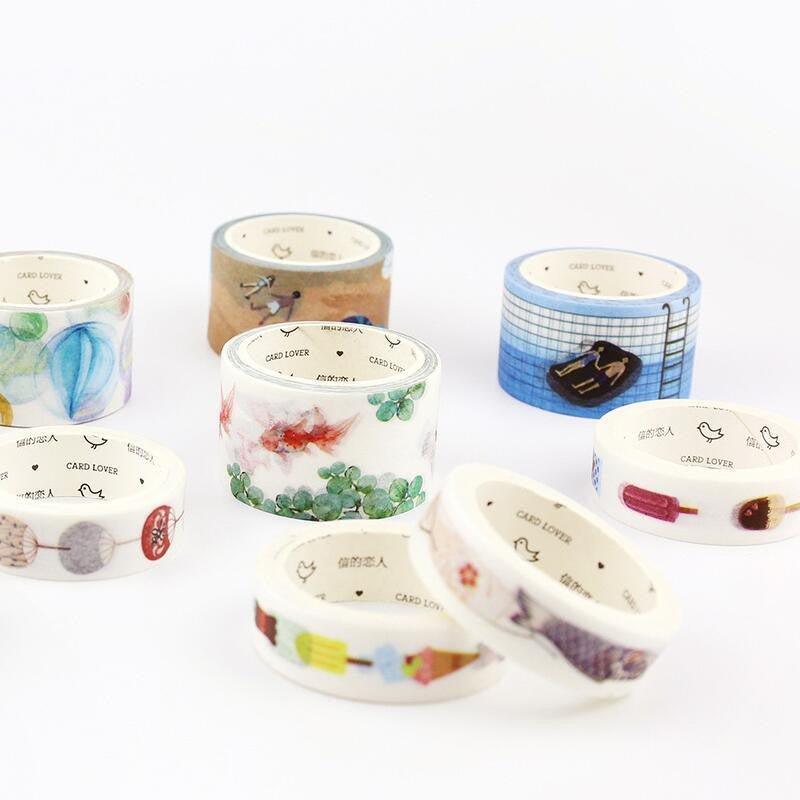 Summer Festival Washi Tape Pocket Paper Tape Decorative Paper Tape  Hand-painted Paper Tape Japanese Paper Tape Washi Tape Summer NP-H7TAY-00